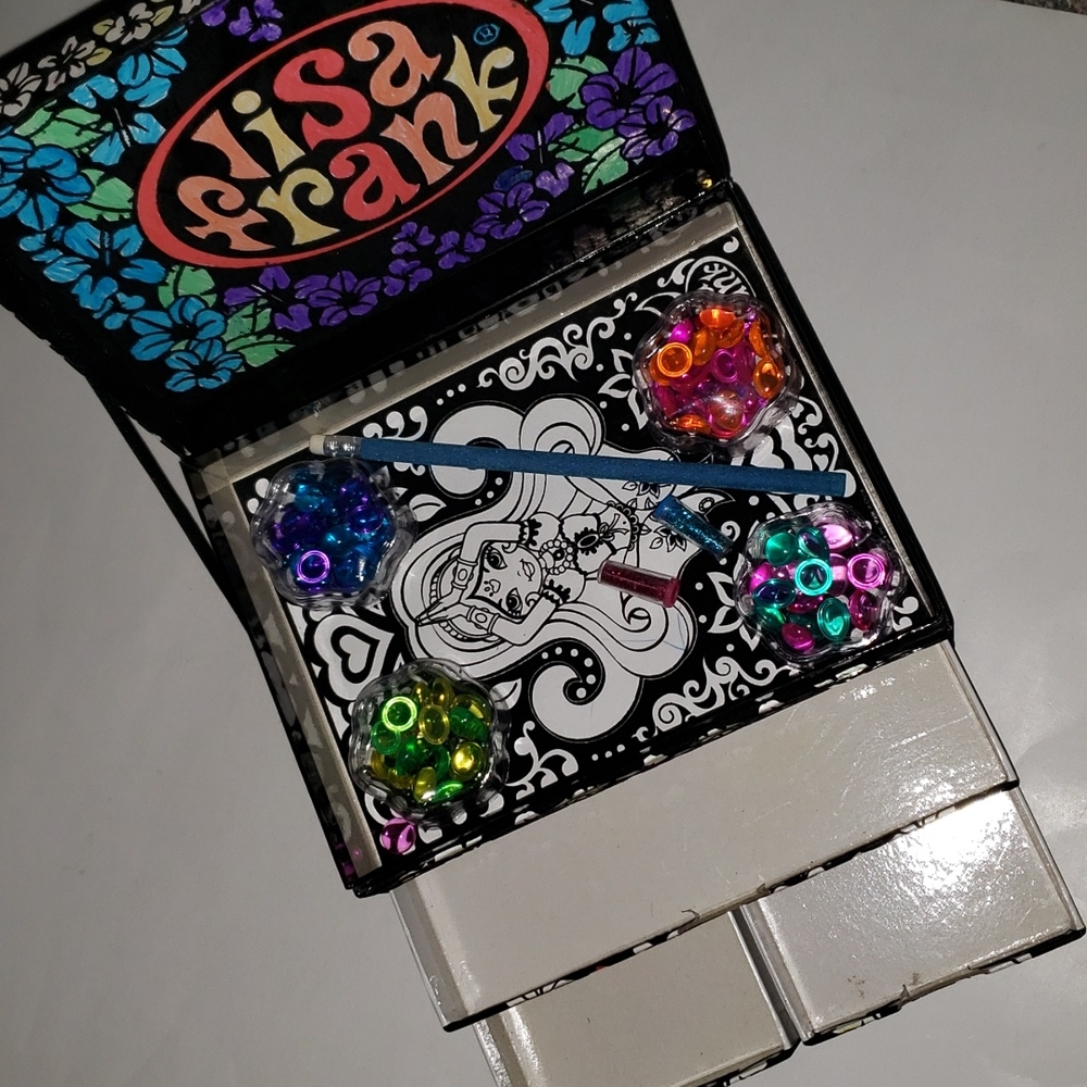 Vintage 80s Lisa Frank Tiger Cub Art Trinket Storage Jewelry Velvet Color-In Box - Picture 11 of 12
